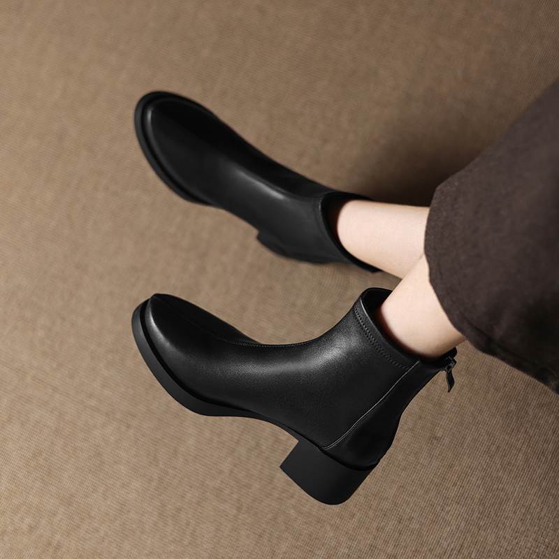 Krazing Pot Microfiber Round Toe Thick Heels Modern Boots Size 42 Zip Platform Beauty Lady Women Ankle Boots