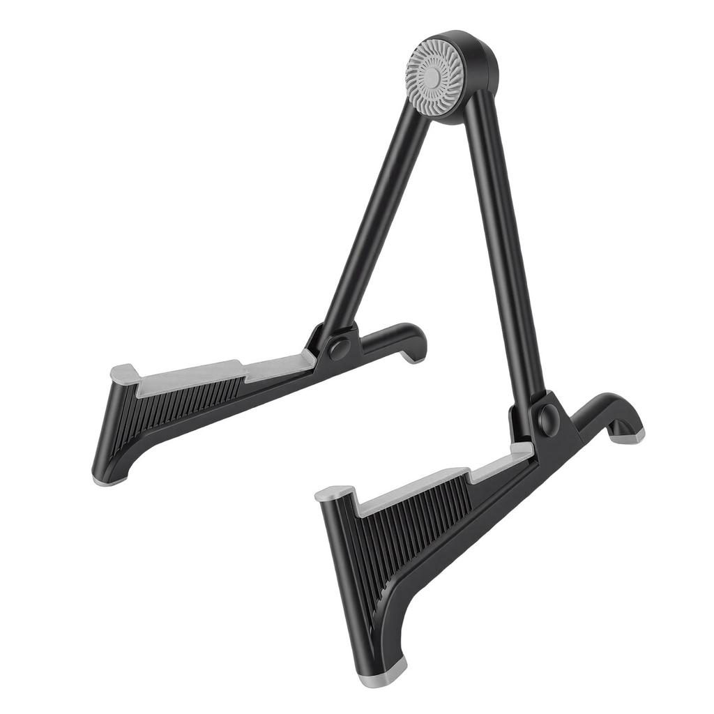 Guitar Folding Floor Stand Soft Silicone Pad Non Slip Portable A Shape Acoustic Guitar Stand for Home Black and Gray