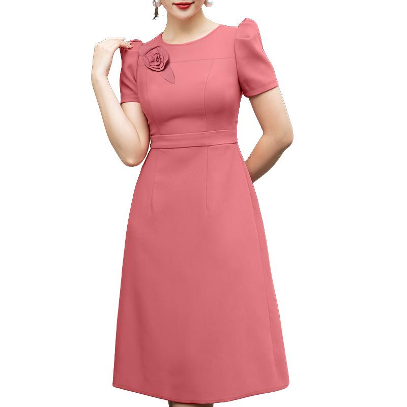 

ZANZEA Женское летнее повседневное платье с круглым вырезом и коротким рукавом 5XL камео розовый