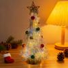 Metallic Tinsel Christmas Tree Light-up Foil Fringe Christmas Tree with Ball Ornaments for Holiday Home Office Tabletop Decoration