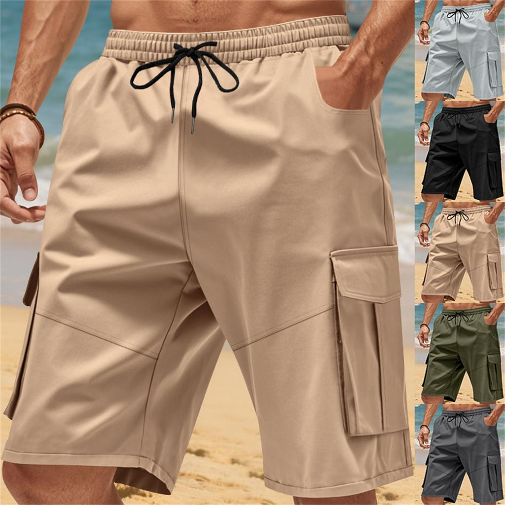 Men's Summer Loose Outdoor Sports Multi-Pocket Cargo Shorts Casual Pants Quarter Pants