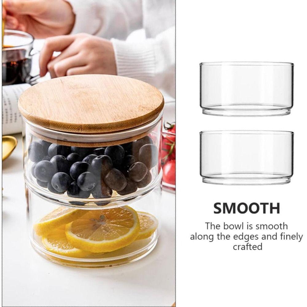 Bambusový kryt Stohovatelné čajové dózy Odolný Vzduchotěsná nádoba na svačiny Průhledná skleněná nádoba Cukroví