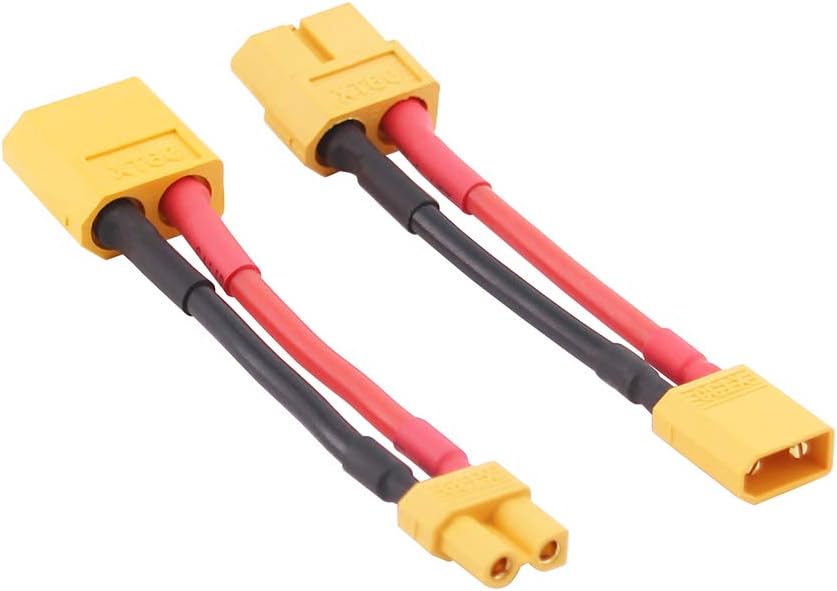 Satz aus 4 XT30 auf XT60 Stecker-Buchse Adapterkabeln | 16AWG Draht, 5cm | Für LiPo Akku, RC Fahrzeuge, Drohnen, Hubschrauber