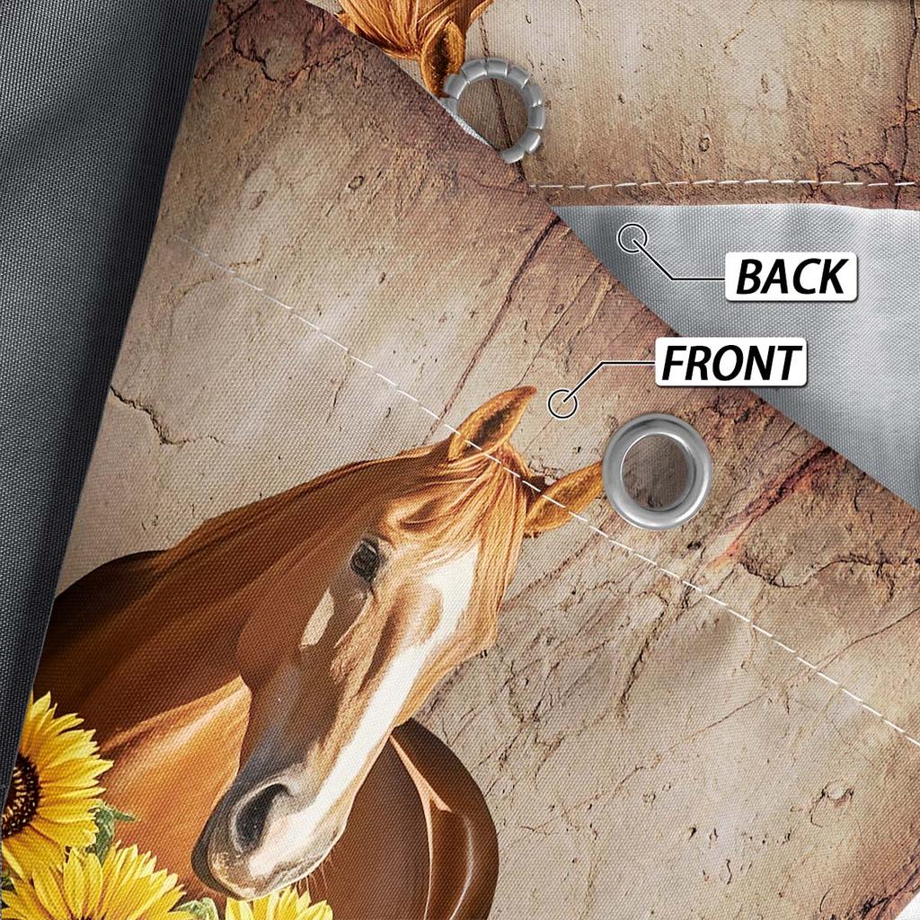 1PC Farm Horse Pattern Printed Shower Curtain, Rural Life Style, Waterproof, with 12 Hooks, Bathroom Showers, Bathtub, Home Use