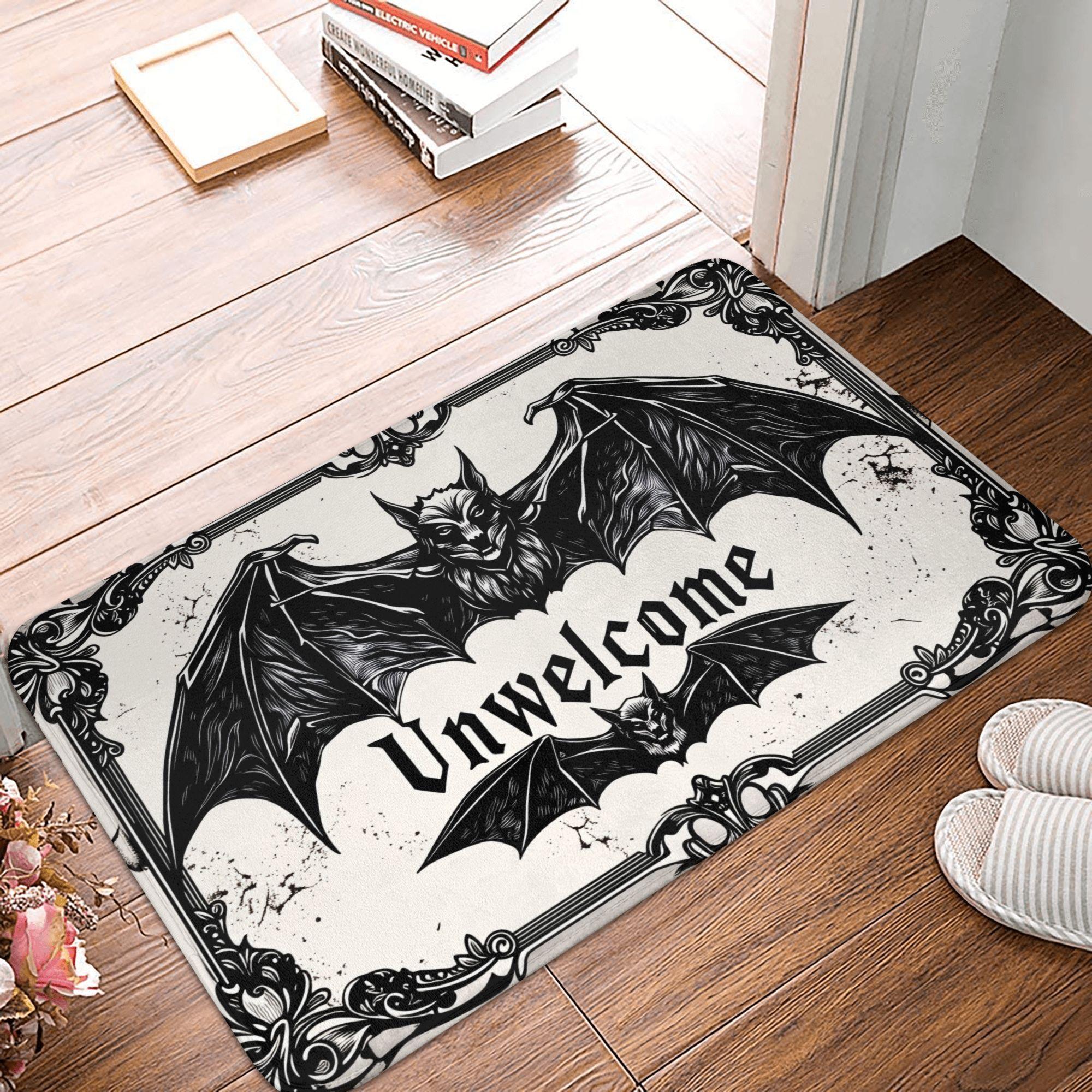 

Pink Gothic Style Bat Pattern Floor Door Kitchen Bath Mats Anti-Slip Indoor Doormat Garage Entrance Rug Carpet Footpad 40cmx60cm
