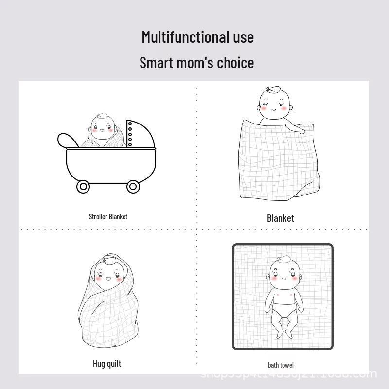 Four-Layer Cotton Baby Bath Towel: Soft, Absorbent, High-Density Gauze Swaddle & Blanket for Newborns Little Car (Four-Layer)