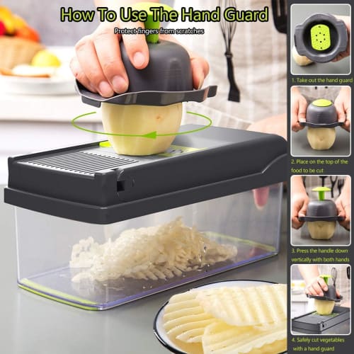 Qobvoeh Multifunctional Vegetable Chopper and Dicer, Vegetable Slicer, Dicer Cutter, Onion Chopper, Salad Chopper, Kitchen Tool, Cuts Ingredients Quic