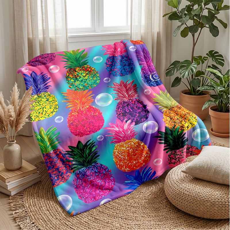 Pineapple Tropical Paradise Theme Blanket Lightweight Warm Flannel Blanket Decorative Throw Blanket for Home Decoration
