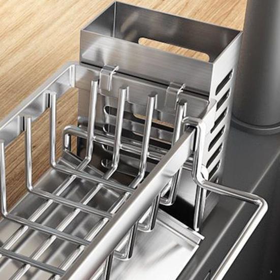 Kitchen Storage Rack with Chopstick Holder Large Capacity Strong Load-bearing Easy To Install Drain Rack Sponge Holder