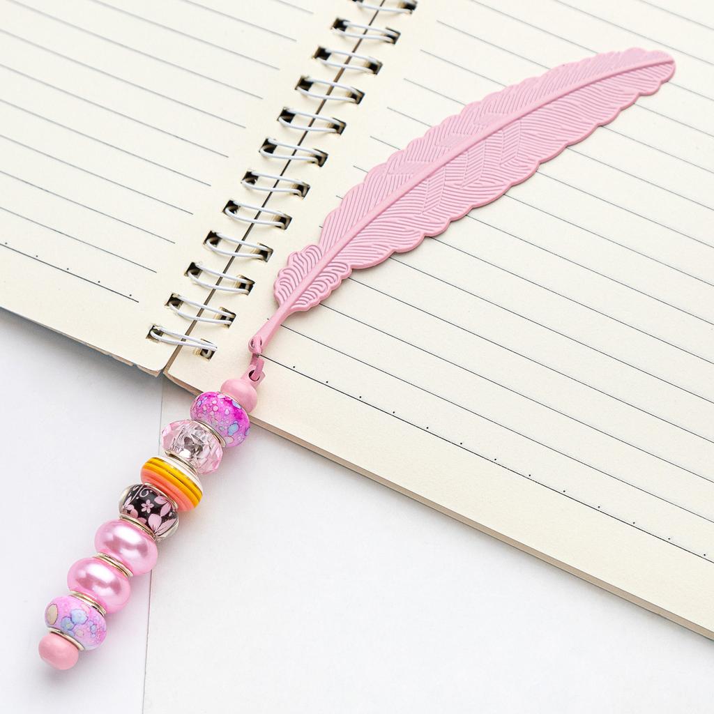 Funny Diy Beaded Feather Bookmark Children Student Reward Metal Book Mark Book Spare Parts Accessories Reading Stationery Gift