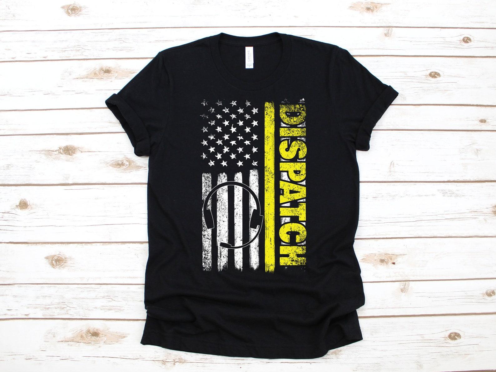 911 Operator American Flag T-Shirt, USA Emergency Dispatcher Thin Gold Line Tank Top, T-shirt, T-shirt,T-shirt, T-shirt, Apparel Gift XL