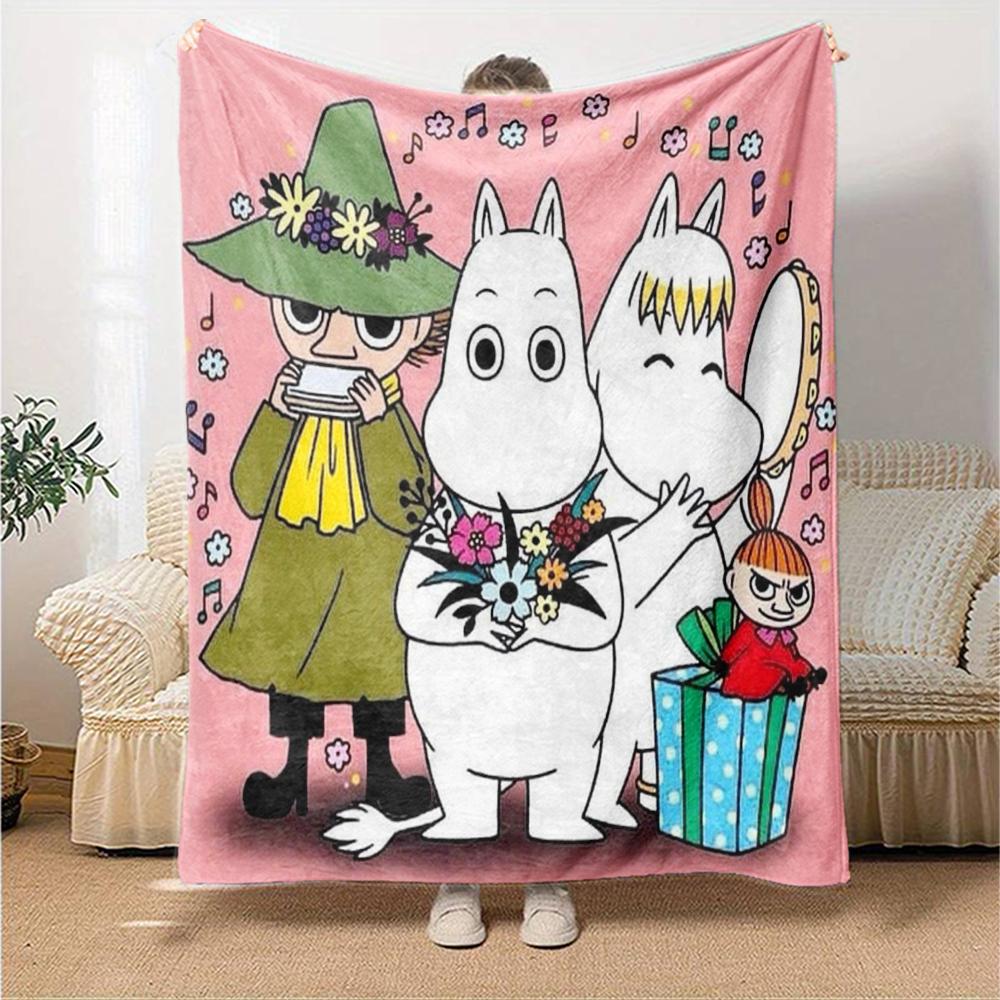 Moomin Temalı Baskılı Battaniye - Kanepe, Yatak, Seyahat ve Dış Mekan Kullanımı İçin Mükemmel | Makinede Yıkanabilir, Rahat ve Dayanıklı.