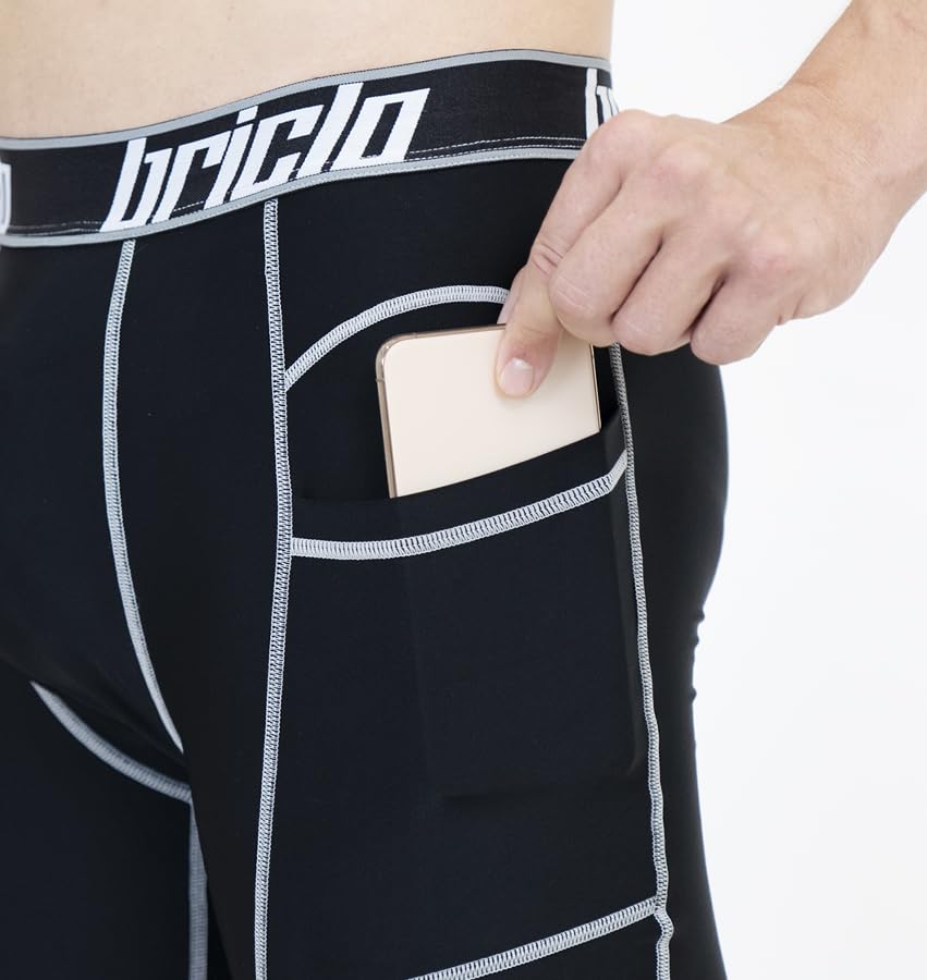 Bricklo Compression Tights with UV and Perfect for Summer and Also Suitable As a Base Compression Running or Sports Power Stretch Plus Sizes Men's