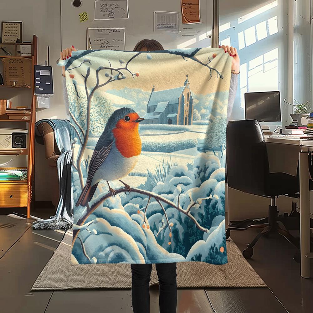 Branch Birds  Print Flannel Blanket, High Quality Comfortable for All Seasons, Home Decor, Warmth and Comfort