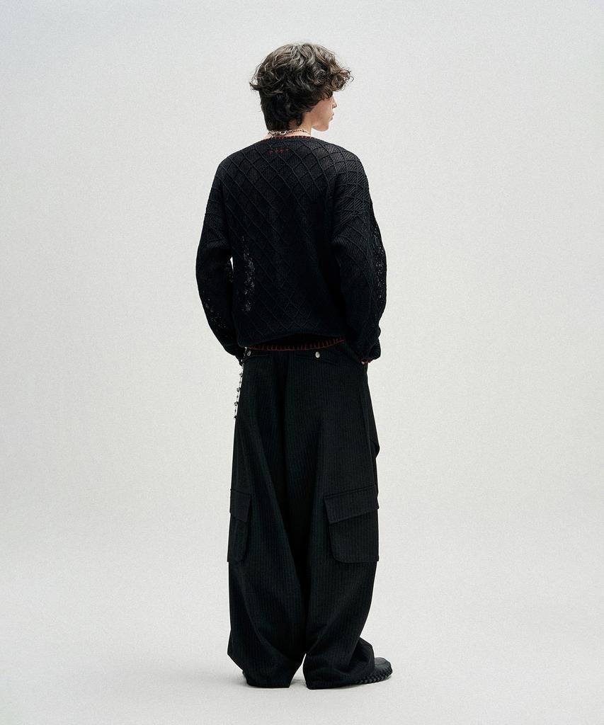 NOT4NERD Distressed Contrast Hand Stitch Knit - Black