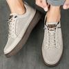 Mens Sneakers Slip On Casual Shoes Mens Loafers Outdoor Light Flats Genuine Leather Shoes Comfortable Solid Color Mens Sneakers