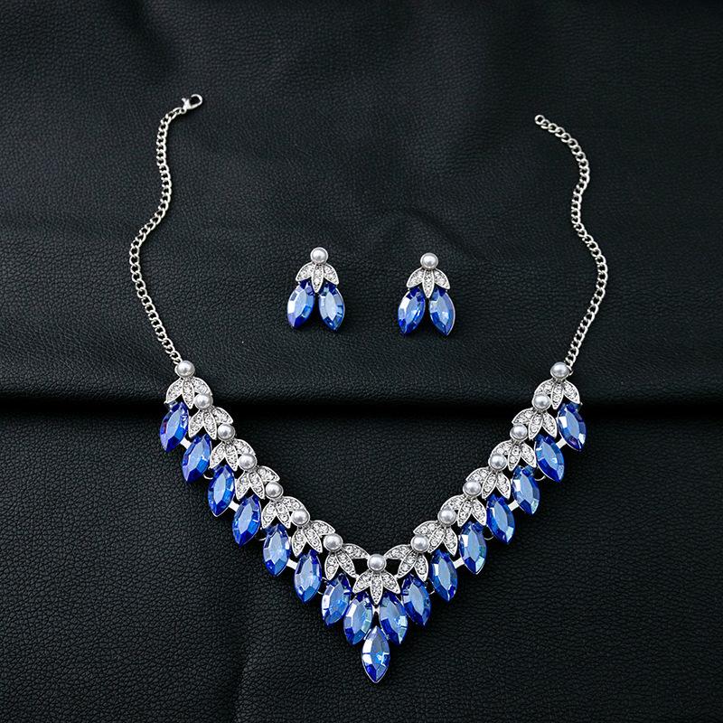 

Ожерелье со стразами, серьги для женщин, геометрический кулон в виде капли воды, свадебные наборы ювелирных украшений для невесты