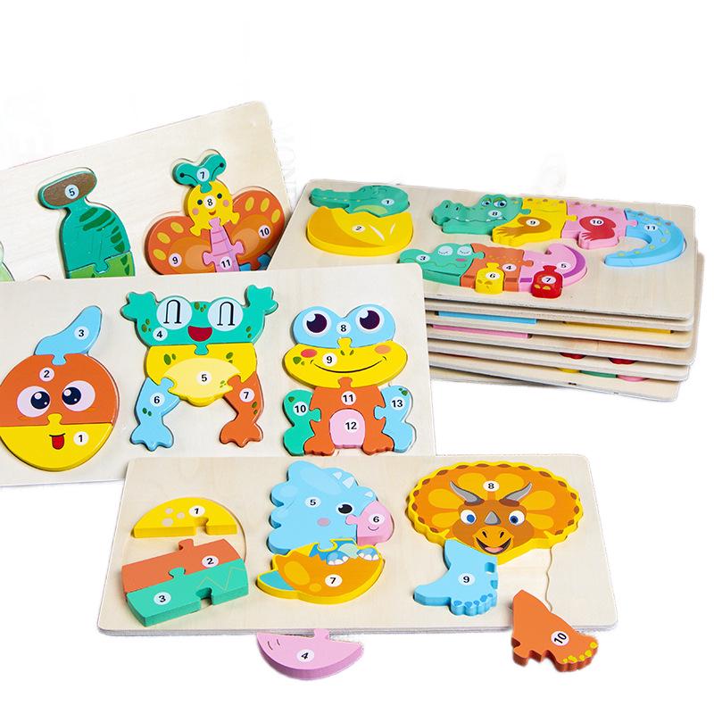 3D Wooden Animal Number Puzzle & Growth Educational Blocks