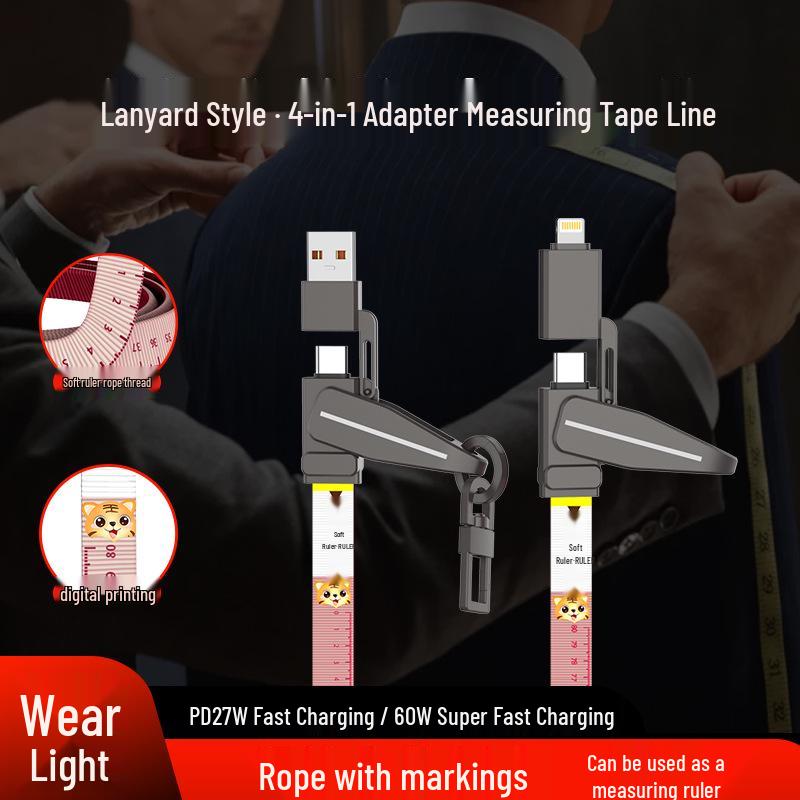 4-in-1 Mecha Data Cable: Dual Type-C, 27W/65W Super Fast Charging