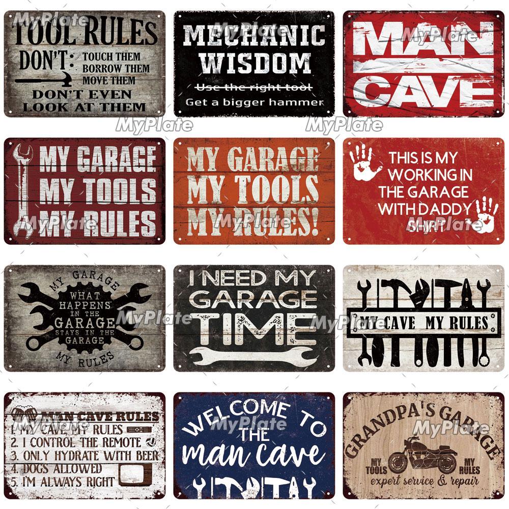Vintage Tool Rules Retro Plaque Tin Sign Man Cave MOTOR OILS Metal Sign Wall Decor For Garage TIRES Plate Car Service Poster