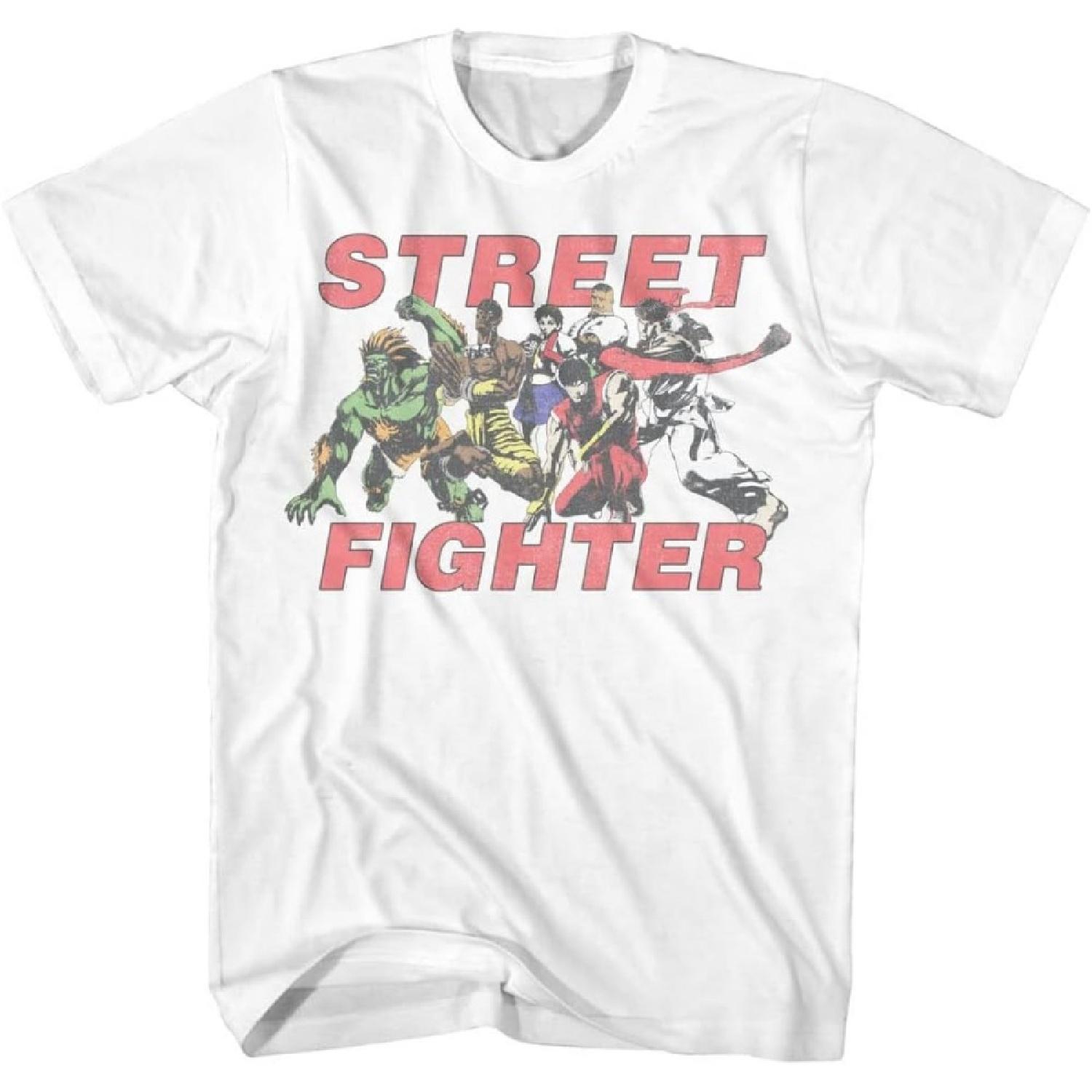 Street Fighter Retro Vintage Group Photo White T-Shirt XXXXXL белый