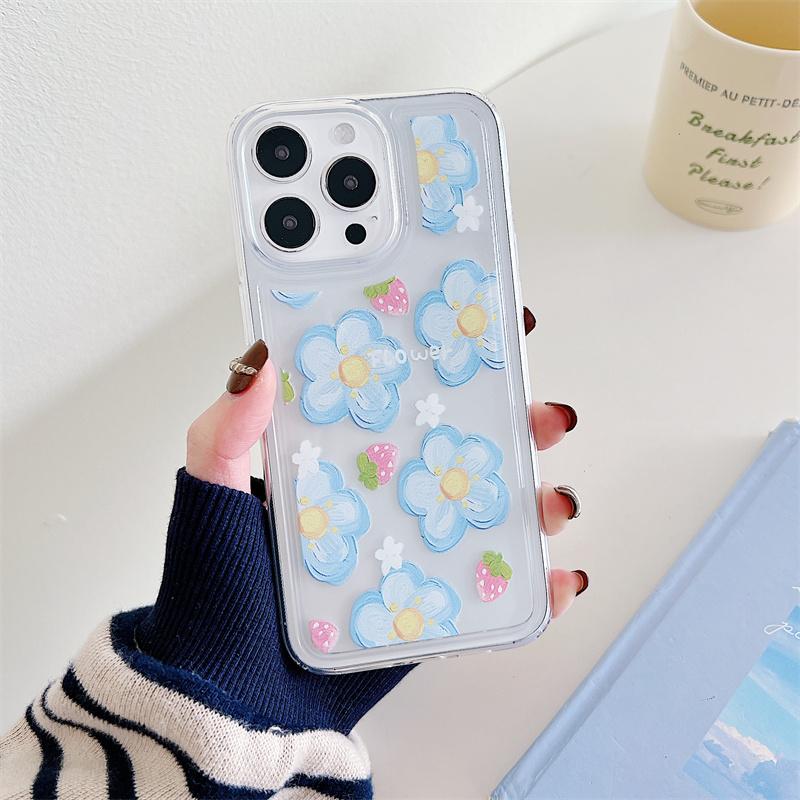 Flower Clear Phone Case For Iphone 15 14 Plus 13 12 11 Pro Max Shockproof Silicone Soft TPU Back Cover