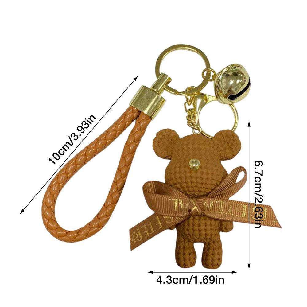 

Cute Bear Keychain Couples Gift Key Chain Animal Doll Key Ring For Bags Creative Fashion Cool Car Accessories Pendant For Women коричневий