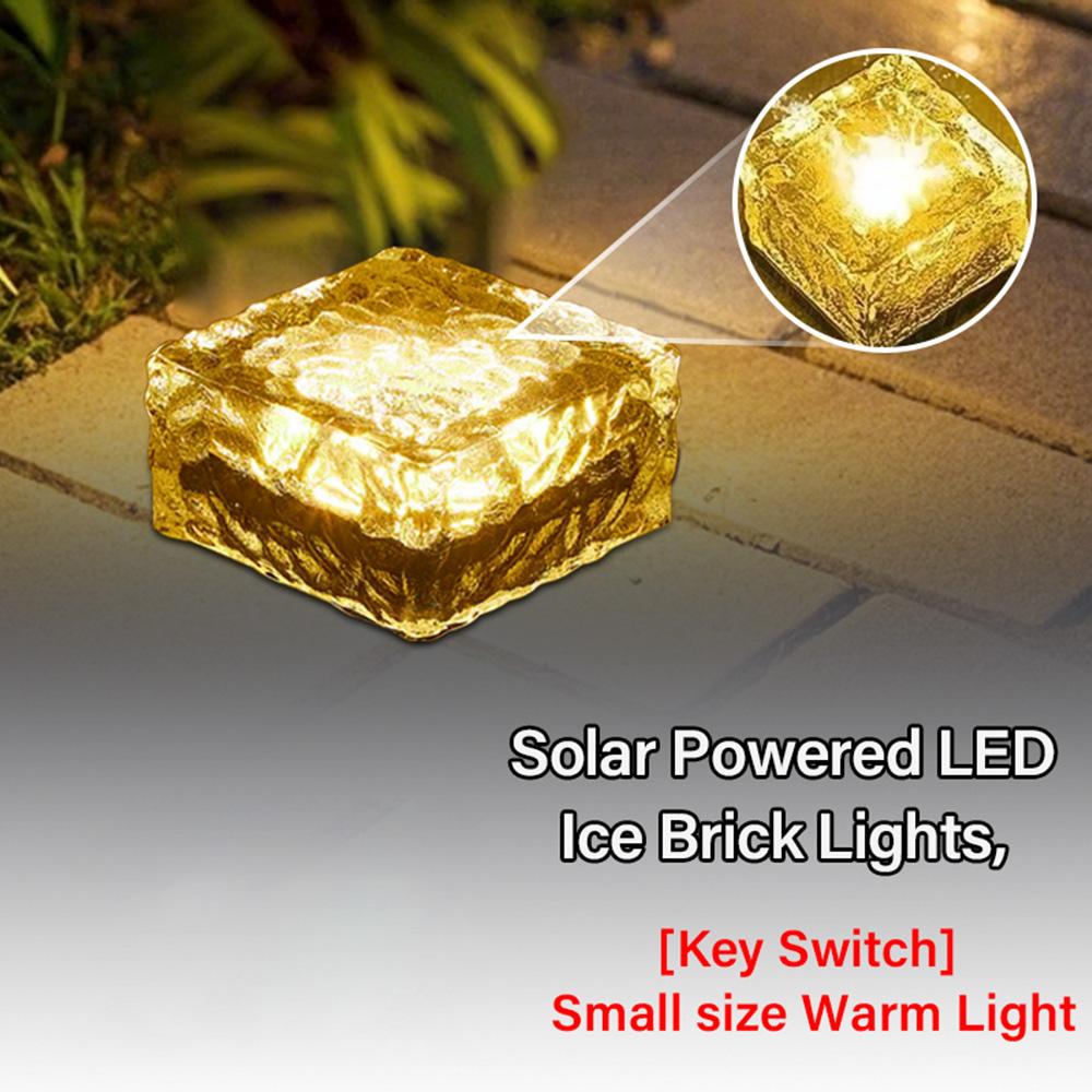 IP68 Waterproof LED Outdoor Solar Power Ground Light LED Ice Brick Lamp Imitation Glass Yard Driveway Garden Decor Buried Light