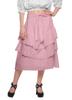 Moomaya Solid Cotton Skirts For Women Knee Length With Lace Belt Ruffle