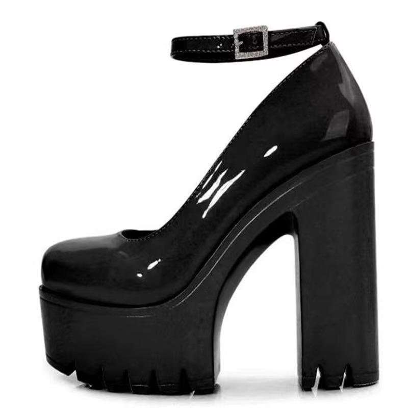 Duży rozmiar buty na pojedynczej podeszwie damskie nowe 14CM obcasy model cheongsam wybieg moda wodoodporny blat pasek z klamrą w jednym pasku damskie