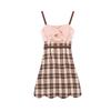 Women's Summer Retro Sweet Strap Plaid Dress Korean Style Y2k Mini Party Dresses