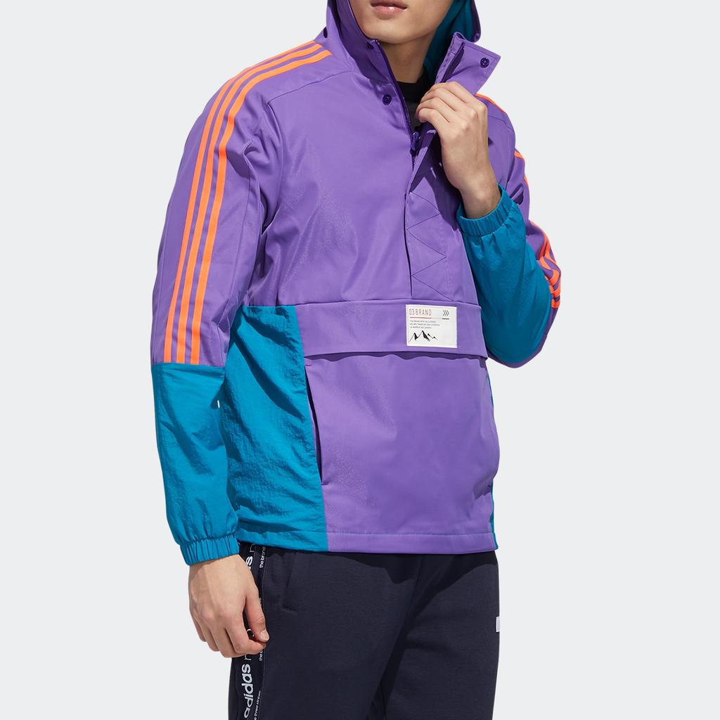 Adidas Neo Half-Zip Windbreaker Hooded Sports Jacket Men Outerwear Purple GM2280