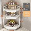 Corner Kitchen Organizer Rack 2-3 Tier Triangular Shelf Spices Condiments Utensils With Hooks Knife Holder Chopstick Cylinder