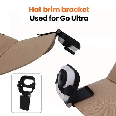 Action Camera Mount Adjustable Front Overhead Angles Snap-On Design Heat Dissipation Cut-Out Hat Brim Holder for Insta360 Go Ultra