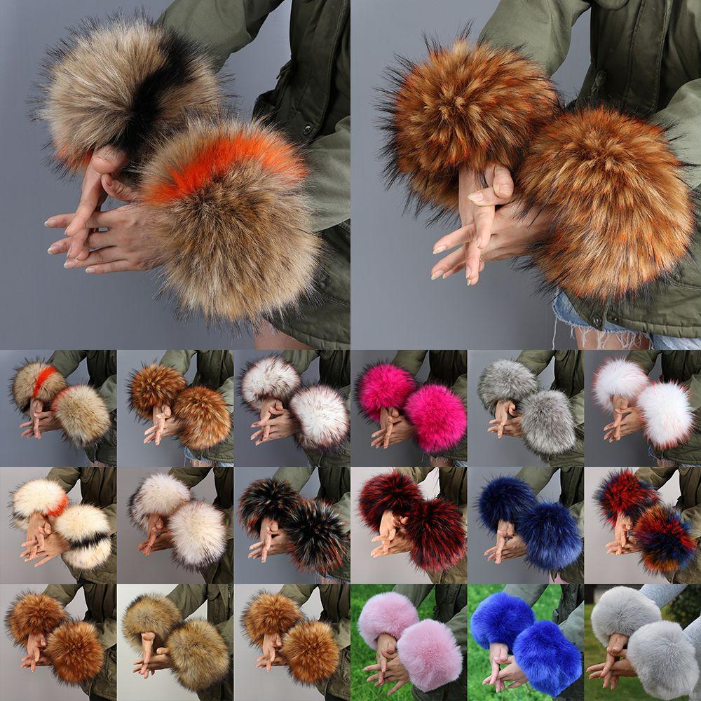 Fashion Winter Elastic Faux Fur Ladies Cuff Windproof Oversleeve Wrist