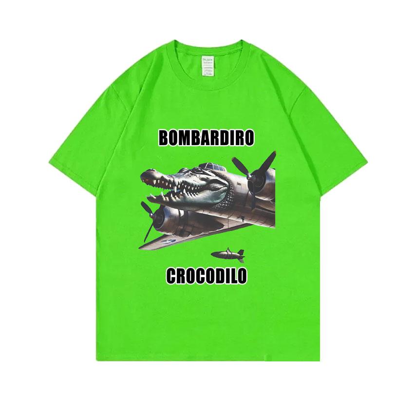 Bombardiro Crocodilo Funny Crocodile Plane Bomber Meme Graphic T-shirts Men Hilarious Humor Brain Rot Tops 100% Cotton T Shirts