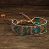 Vintage Bohemian Style Geometric Pattern Glass Seed Bead Handmade Woven Beaded Bracelet, Fashion Beaded Bracelet for Women