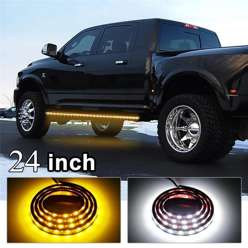 2 X 24" Running Board Side Step Led Light Amber White Turn Signal Drl Strip Bar