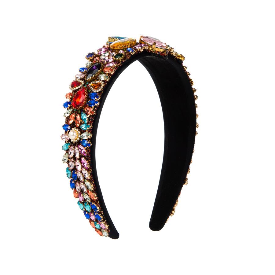 Statement Mixed Shape Colorful Rhinestone Headband Teardrop Gem Cluster Hair Hoop Extravagant Runway Show Party Hairbands Women