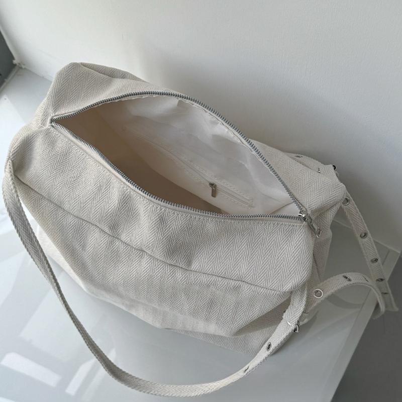 Ladies' Lazy Style Denim Tote Bag Canvas Simple Large Capacity Versatile Diagonal Cross Casual Commuting Buckle Shoulder Bag