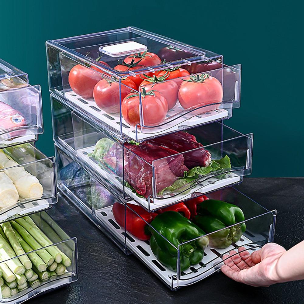 PET Refrigerator Storage Box S/L Fridge Produce Container  For Berry Storage