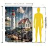 Lighthouse and House Shower Curtain - Coastal Scene Decor for Bathroom - Durable Waterproof Fabric with Vibrant Colors