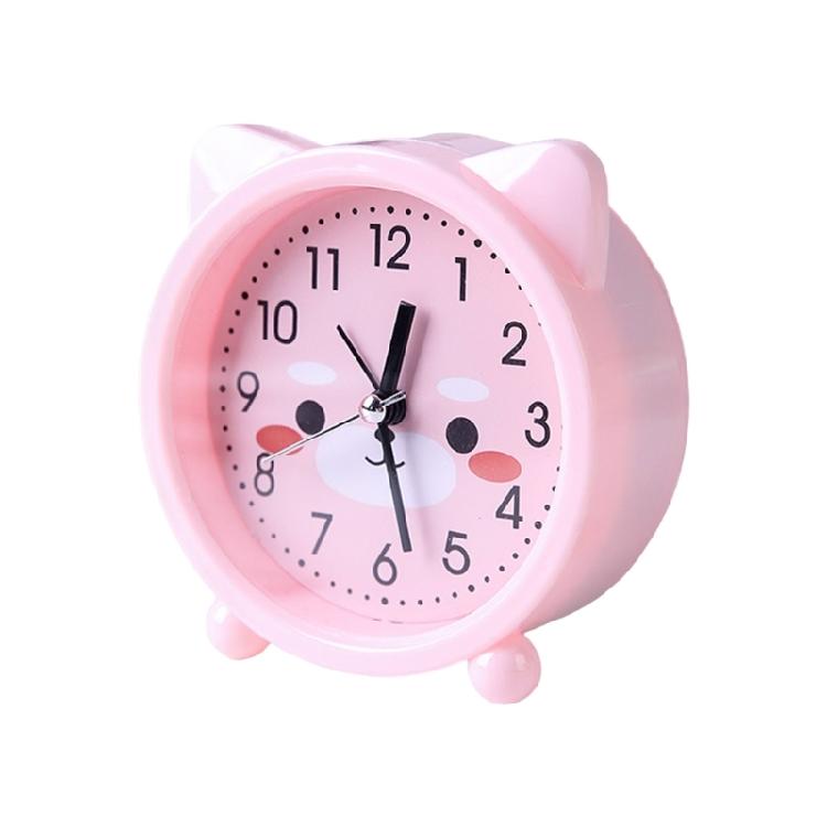 Kids' Decorative Kitten Alarm Clock with Ears and and Quiet Movement Perfectly for Bedroom or Dorm Accessory