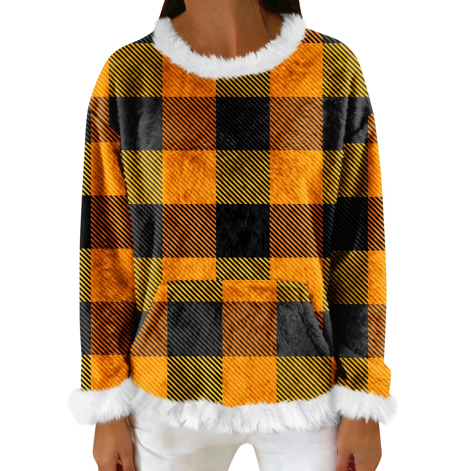 

Женский повседневный флисовый свитшот с длинными рукавами и круглым вырезом, удобный, свободного кроя, легкий, фланелевый свитшот для женщин XL жёлтый