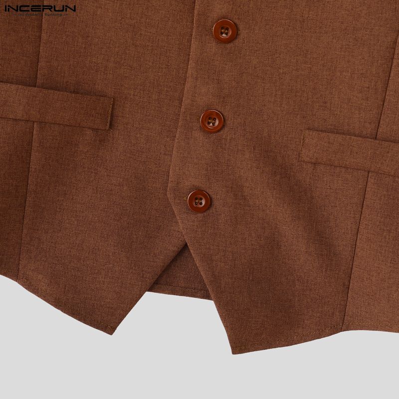 INCERUN Two-piece Suits Men Sleeveless Thin Waistcoat and Cropped Pants Sets
