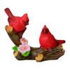 Red Bird Figurine Resin Miniature Red Bird Ornament Decorative Red Birds Perched On Branch Statue for Desktop Moss Micro-Landscape Garden Fence