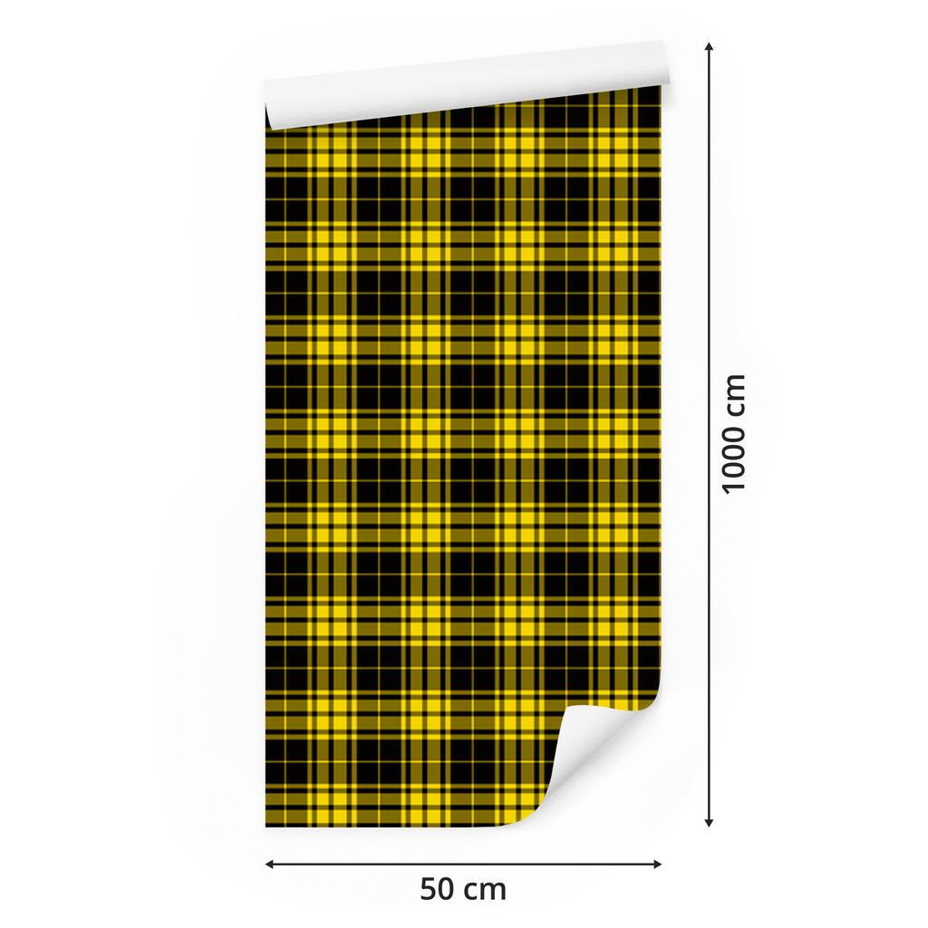 Yellow Checkered Wallpaper Yellow, Black and Ochre for Living Room and Bedroom 50x1000
