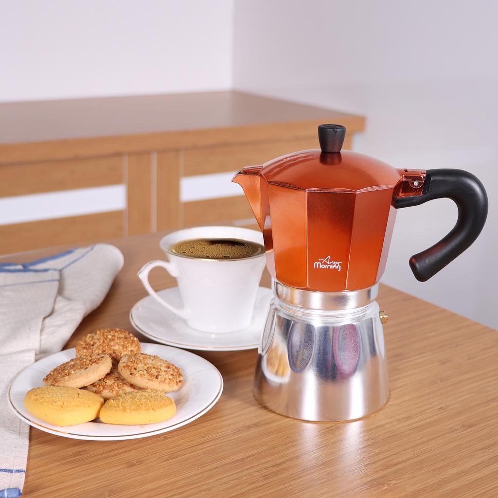 Any Morning Cafetera moka de aluminio para estufa, 240 ml - 8 oz