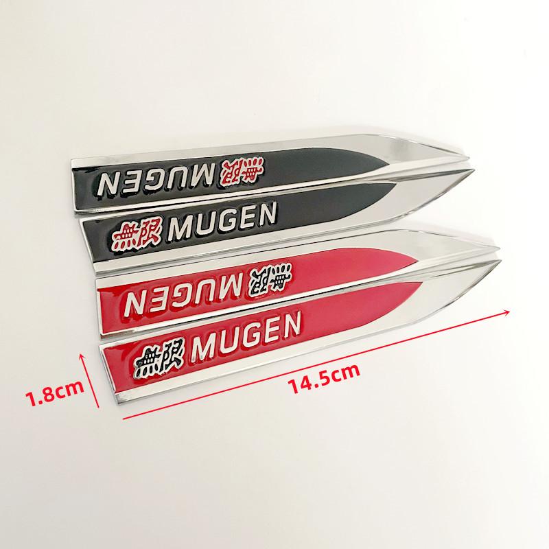 1Pairs 3D Metal Mugen Side Fender Emblem Badge Sticker Car Body Styling Accessories For Honda Civic Odyssey Accord CR-V FIT City