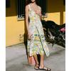 Spring New Sea Edge Vacation Style Round Neck Wide Shoulder Strap Linen Blend Print Midi Skirt Dress 3611306